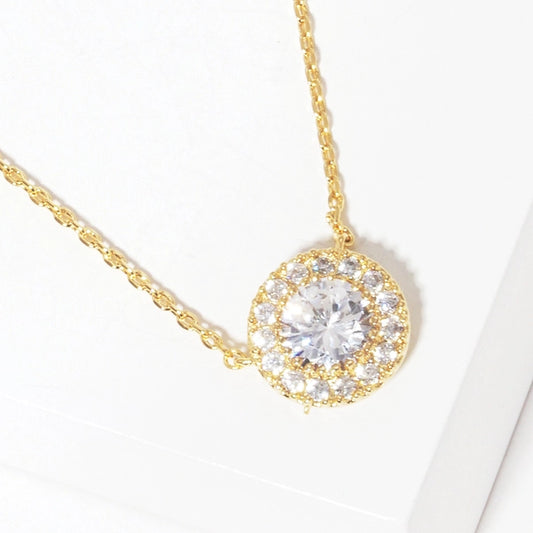 The “Circle of Shine” Halo Pendant Necklace