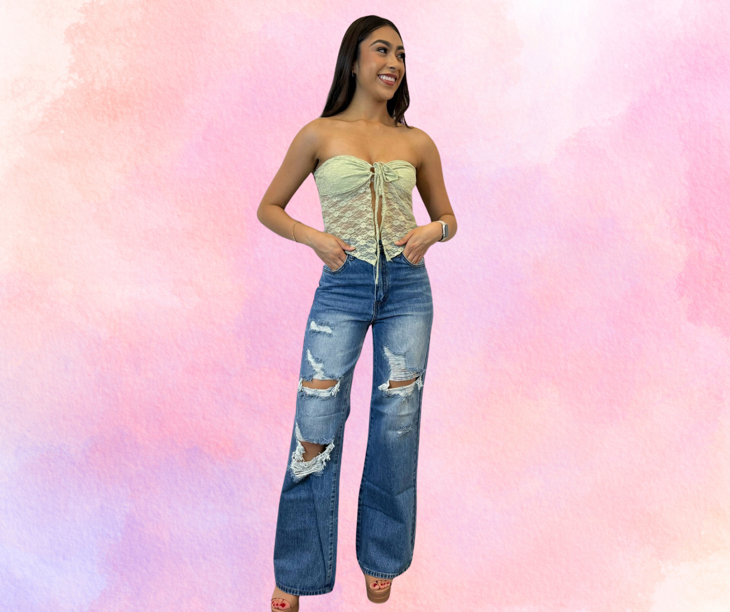 Distressed High-Waisted Jeans