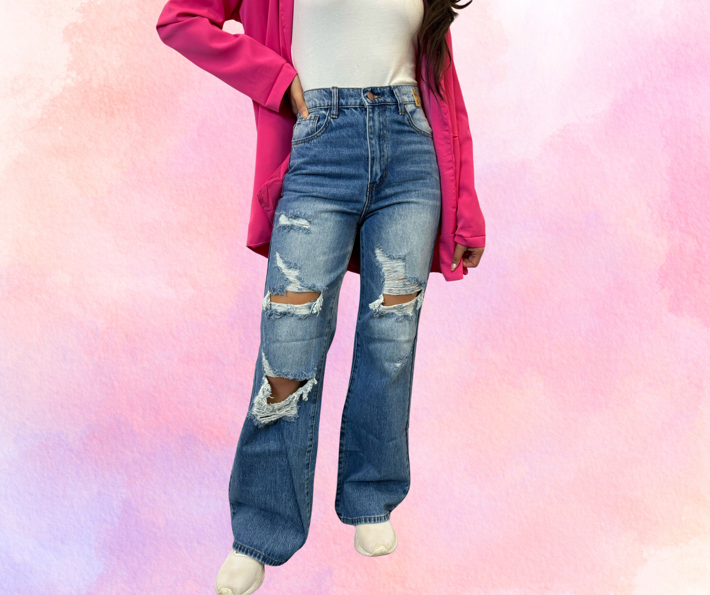 Distressed High-Waisted Jeans