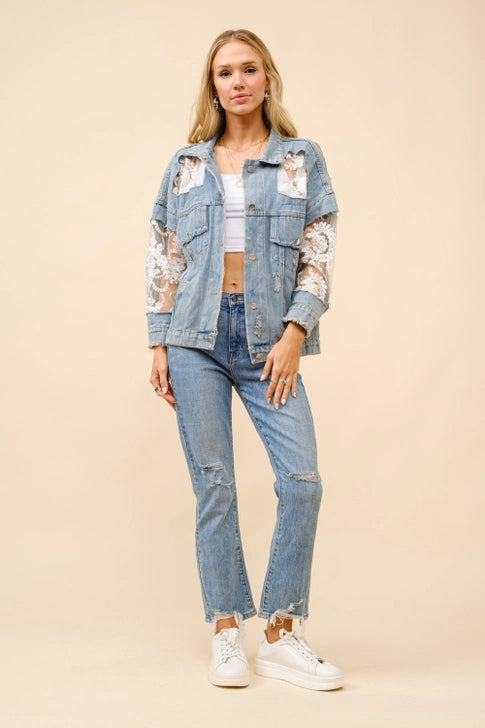 The Marlow Lace Inset Denim Jacket