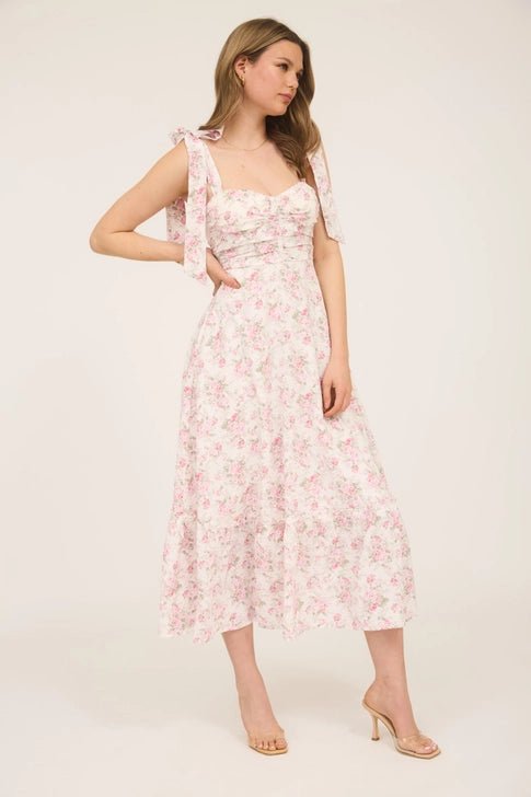 The Rosalie Tie-Shoulder Midi Dress