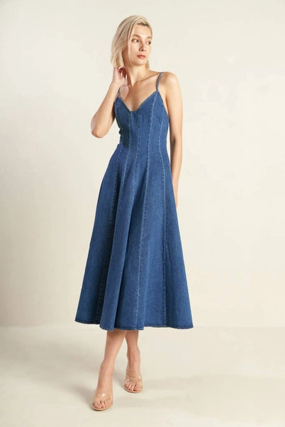 The Denim Midi DressThe Denim Midi Dress Flattering Fit-and-Flare Dress in Classic Denim | Simply You by Jess The Denim Midi DressThe Denim Midi Dress Flattering Fit-and-Flare Dress in Classic Denim | Simply You by Jess