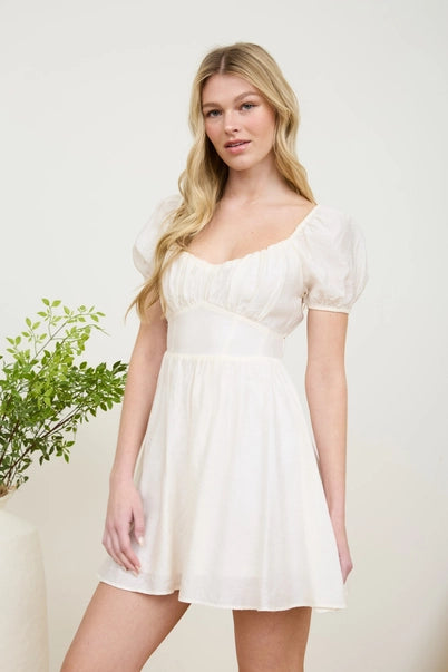 Colette Puff Sleeve Cutout Mini Dress