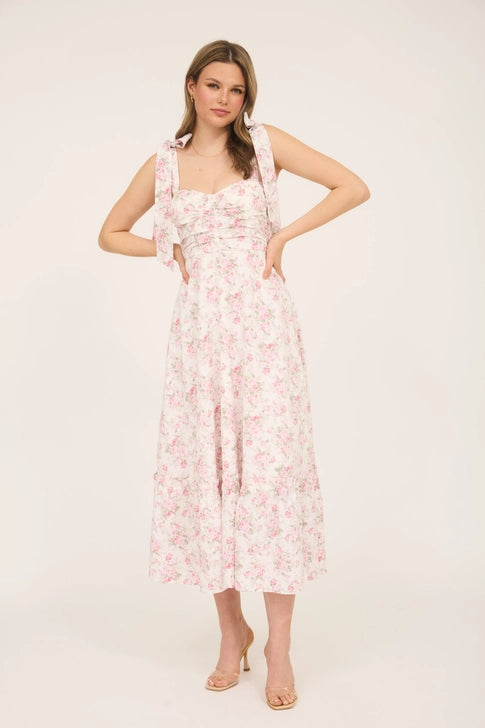 The Rosalie Tie-Shoulder Midi Dress