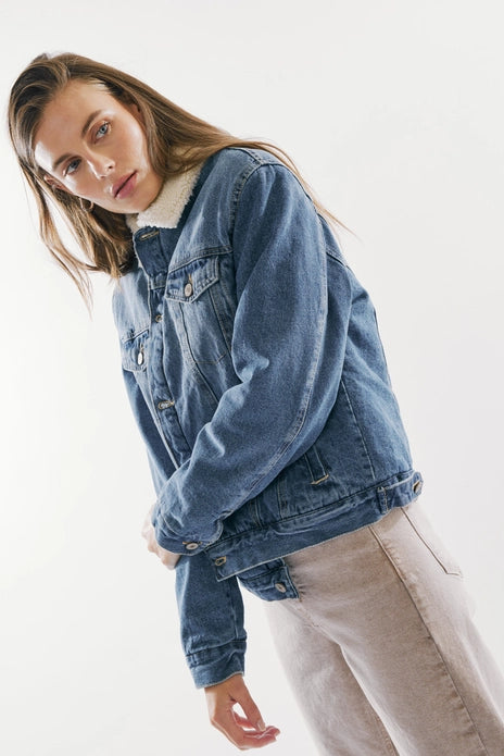 Sherpa-Lined Denim Jacket