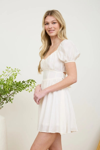 Colette Puff Sleeve Cutout Mini Dress