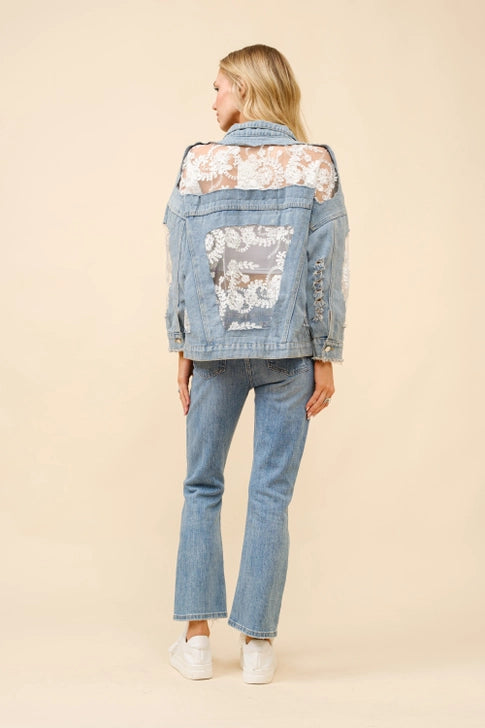 The Marlow Lace Inset Denim Jacket