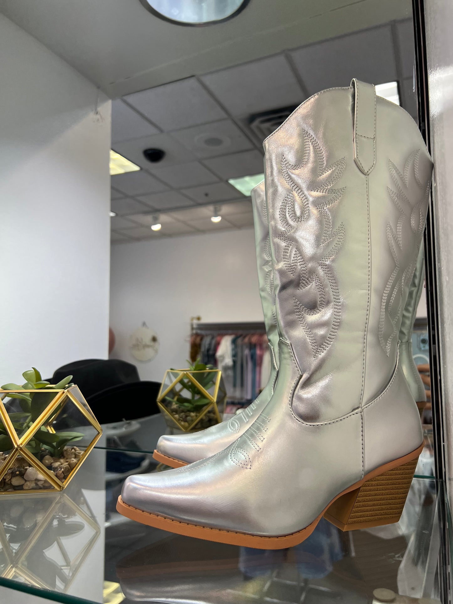 Silver Western Boots