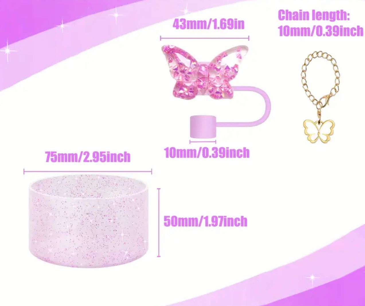Silicone Stanley Cup Butterfly Accessories