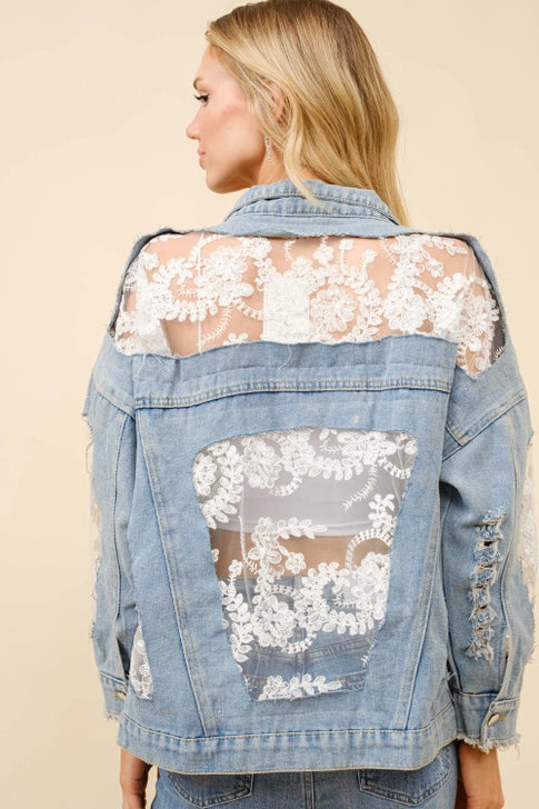 The Marlow Lace Inset Denim Jacket