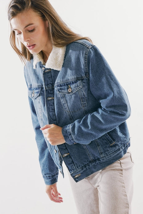Sherpa-Lined Denim Jacket
