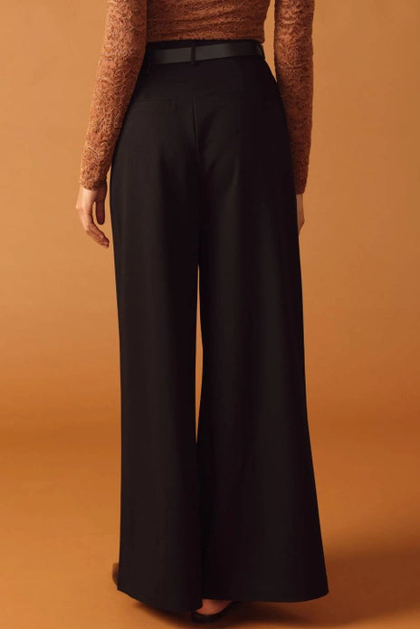 Wide-Leg Pleated Trousers