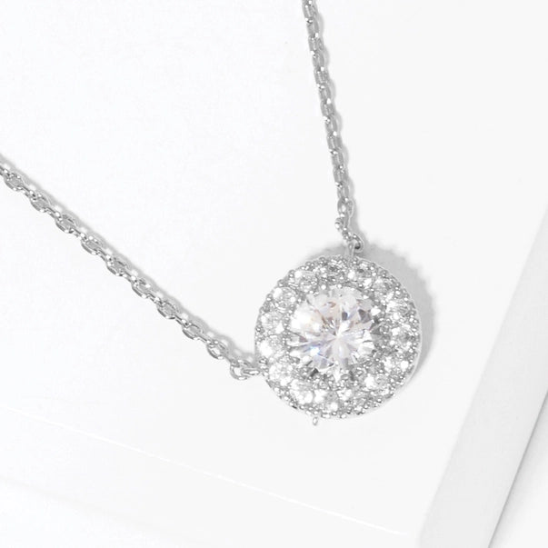 The “Circle of Shine” Halo Pendant Necklace