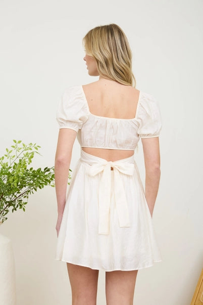 Colette Puff Sleeve Cutout Mini Dress