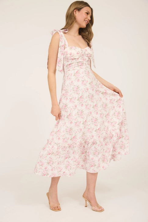 The Rosalie Tie-Shoulder Midi Dress