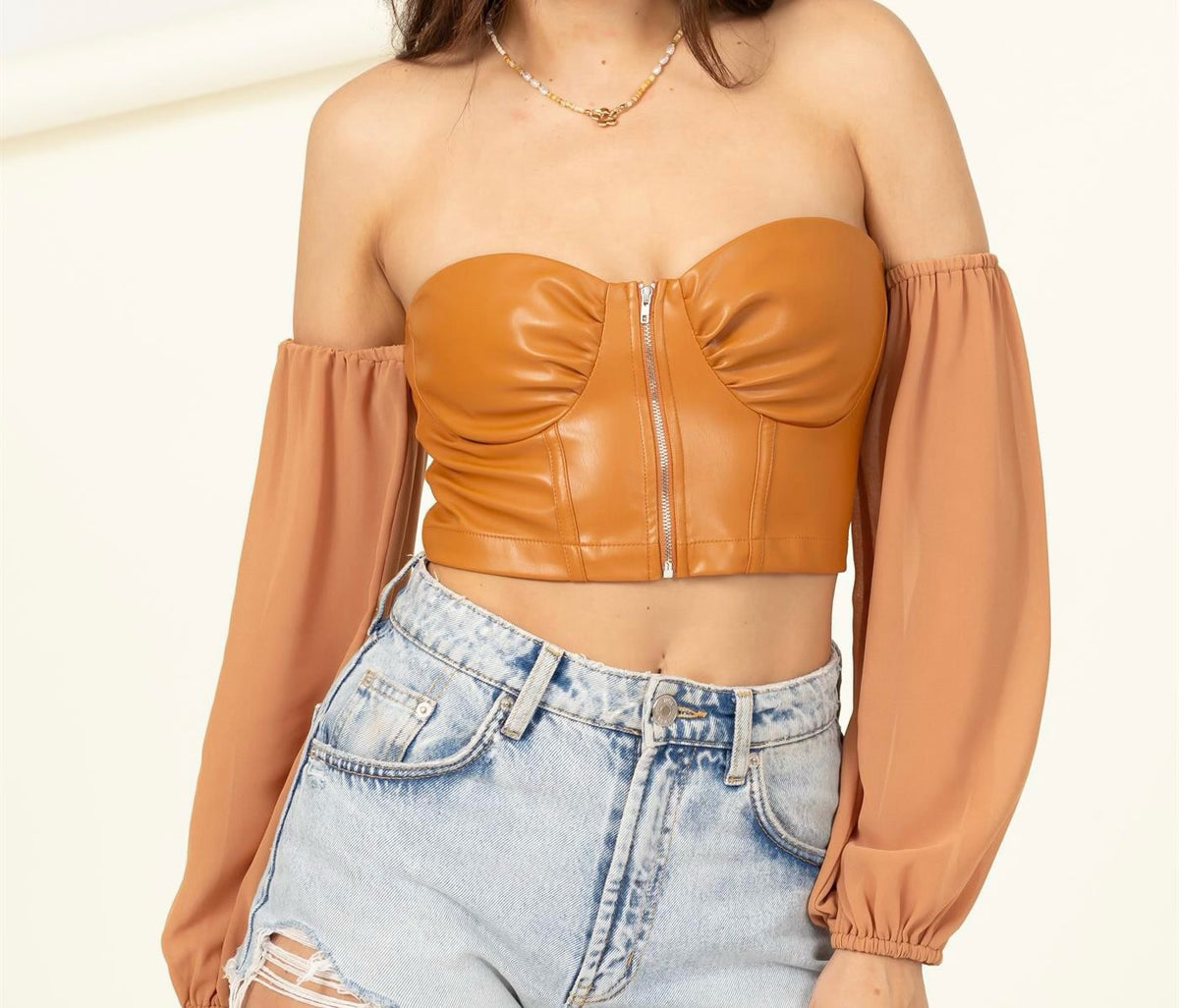 Jade faux leather corset Top