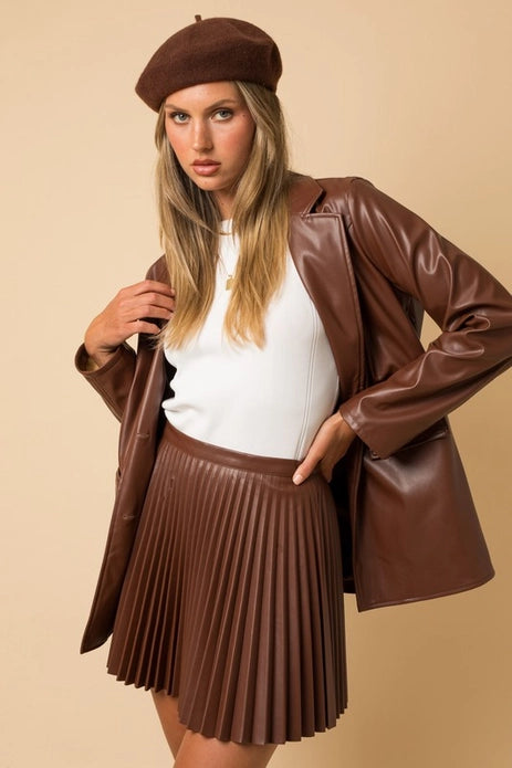 Luxe Faux Leather Pleated Mini Skirt