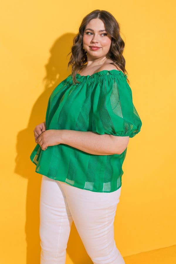 Vibrant Green Off-Shoulder Top