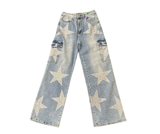 Glitter Star Cargo Jeans