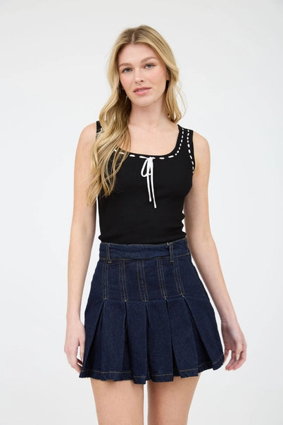 The Saylor Contrast Stitch Tank Top