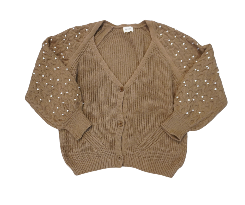 Pearl-Kissed Cable Knit Cardigan