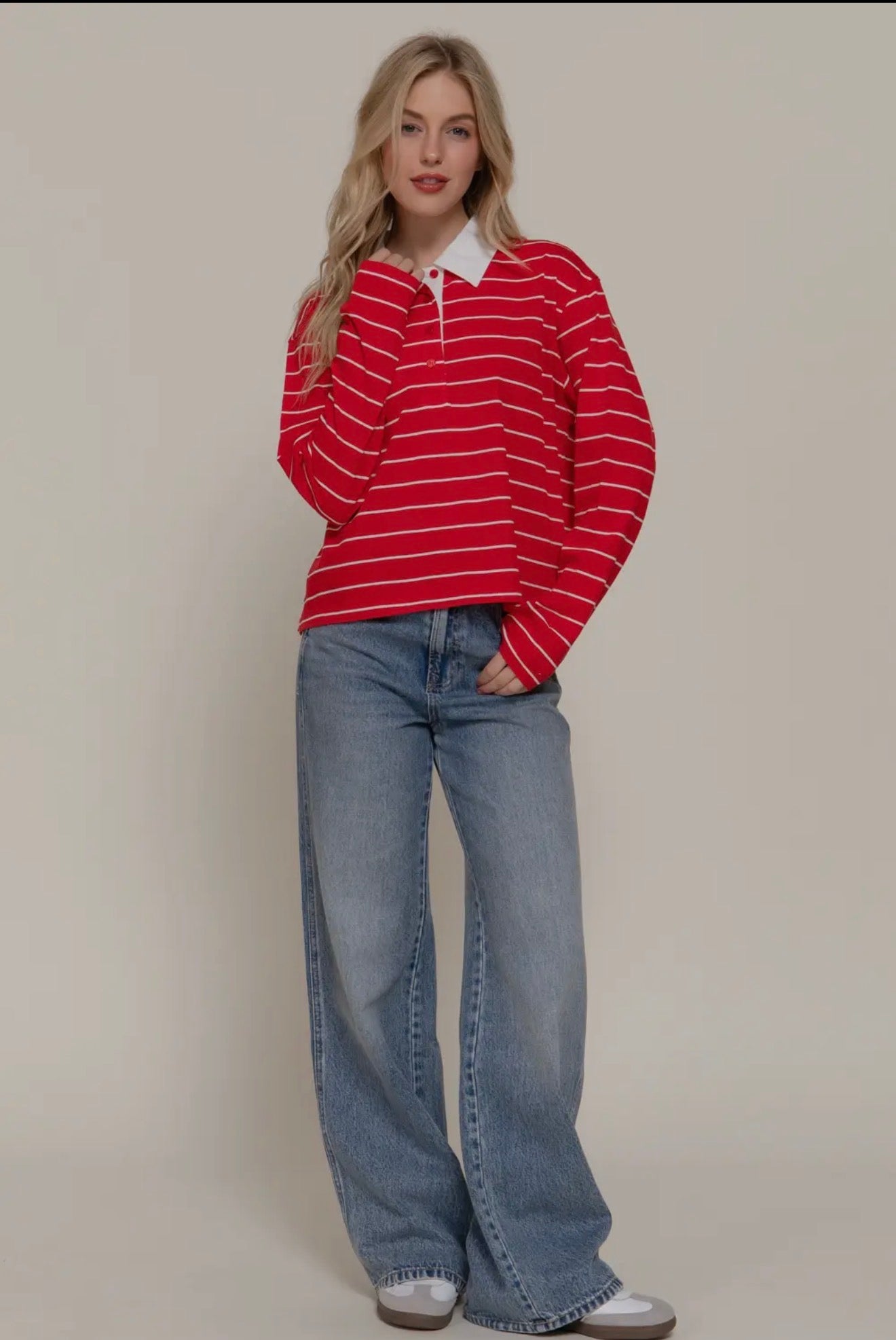 Classic Striped Cotton Polo Top