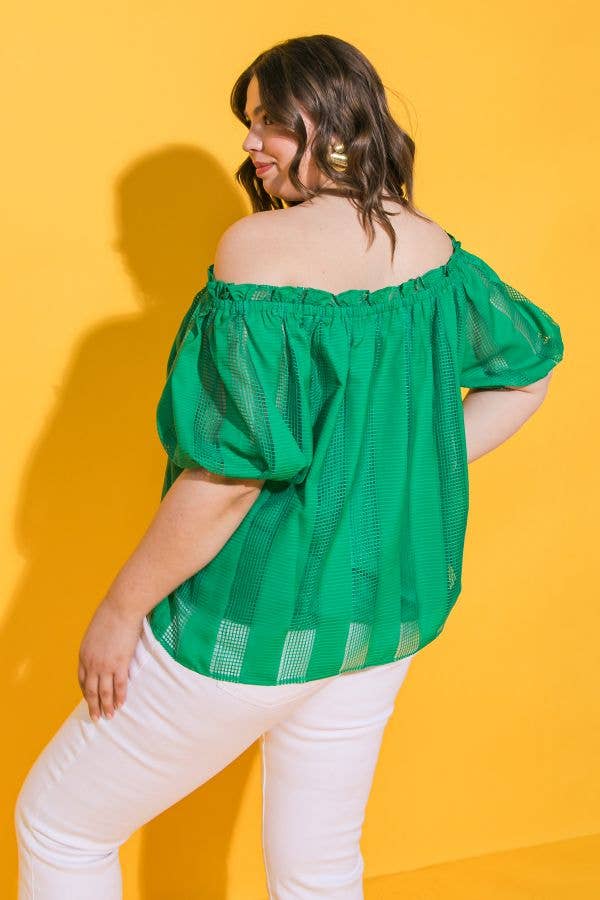 Vibrant Green Off-Shoulder Top