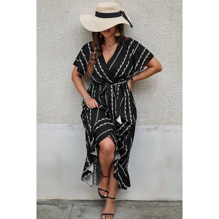 The Catalina Striped Wrap Maxi Dress