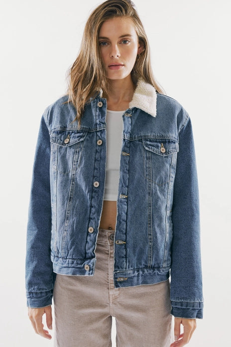 Sherpa-Lined Denim Jacket