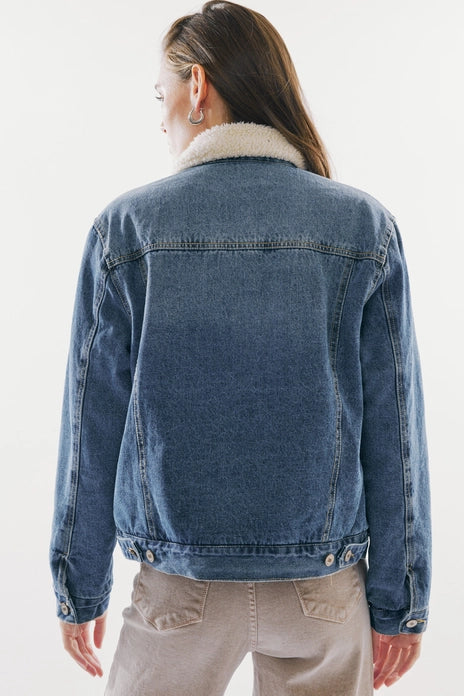 Sherpa-Lined Denim Jacket