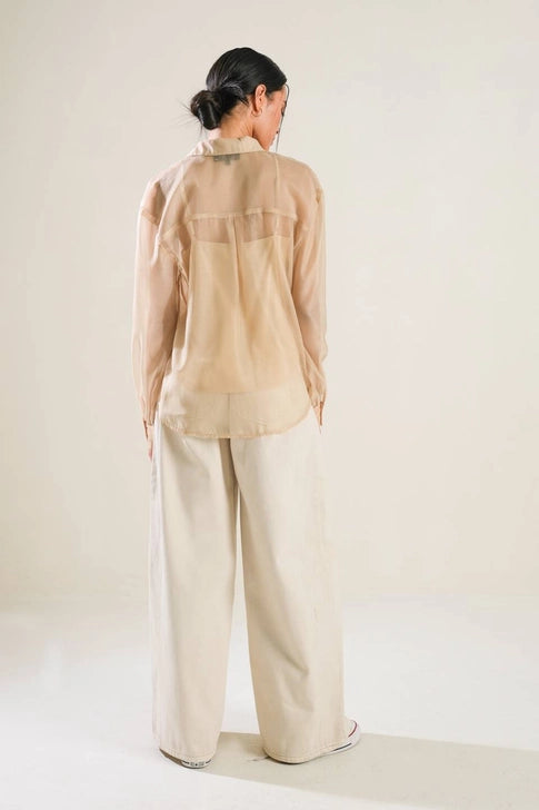 Ethereal Sheer Button-Up Blouse