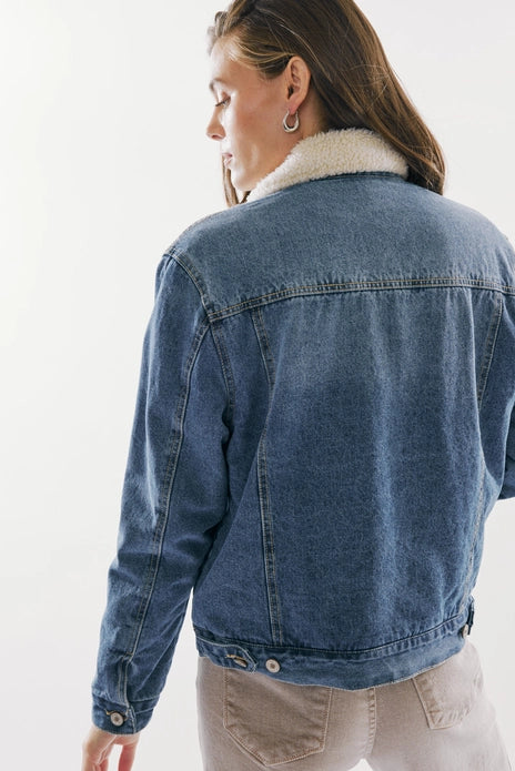 Sherpa-Lined Denim Jacket