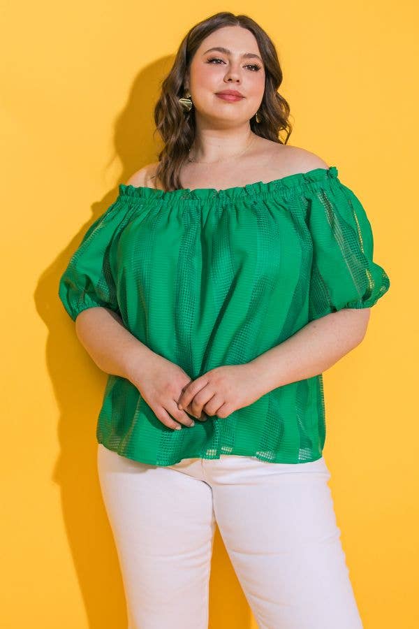 Vibrant Green Off-Shoulder Top