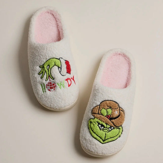 Howdy Holiday Grinch Slippers