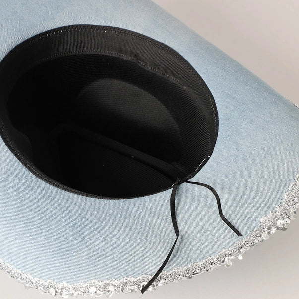 The “Blue Jean Spark” Sequin-Trim Denim Cowgirl Hat
