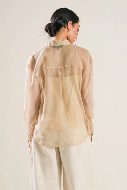 Ethereal Sheer Button-Up Blouse