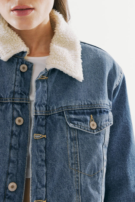 Sherpa-Lined Denim Jacket