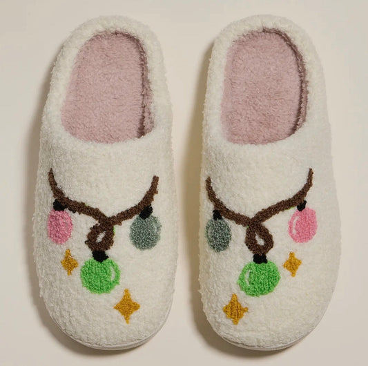 Christmas Lightbulb Cozy Slippers