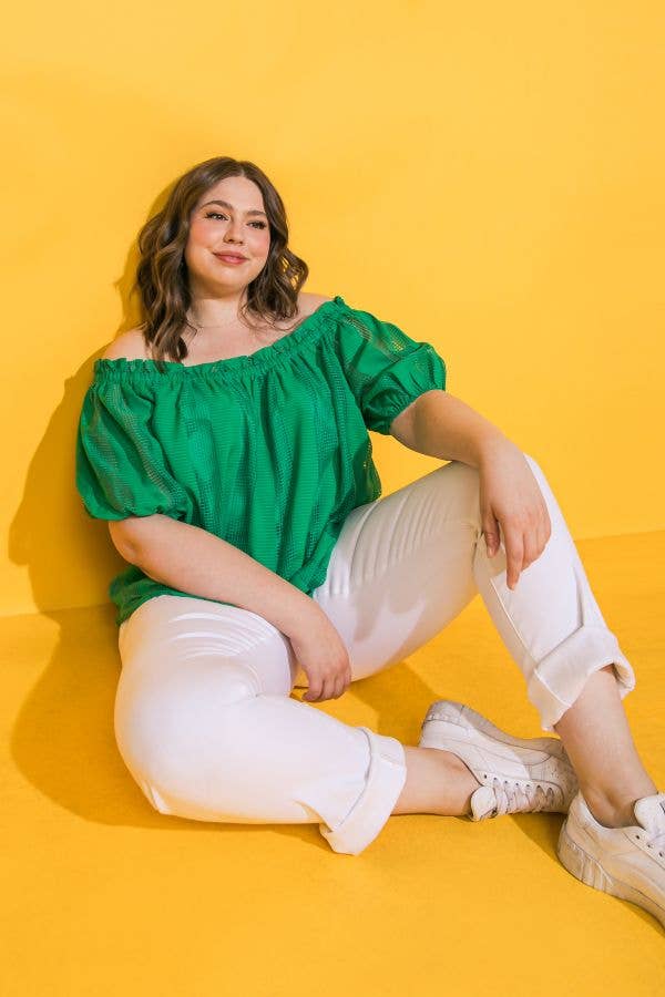 Vibrant Green Off-Shoulder Top