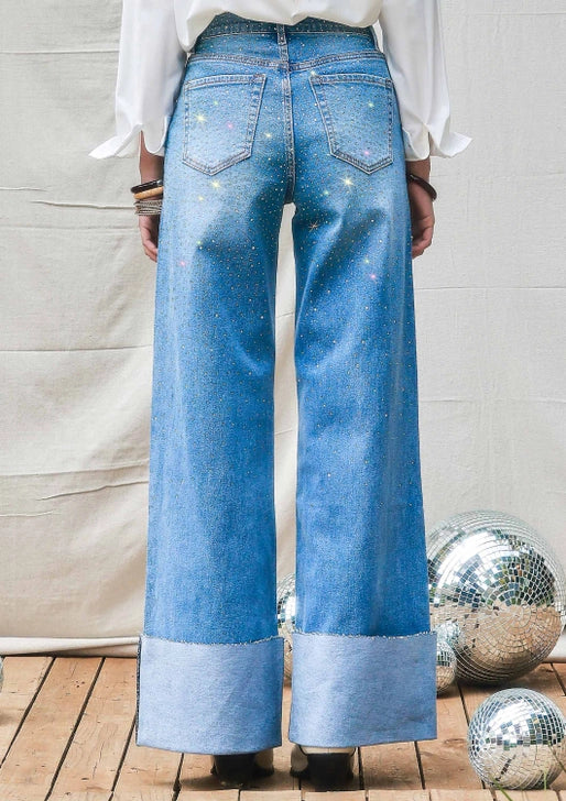The Astra Rhinestone Wide Leg Jeans