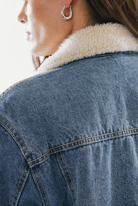 Sherpa-Lined Denim Jacket