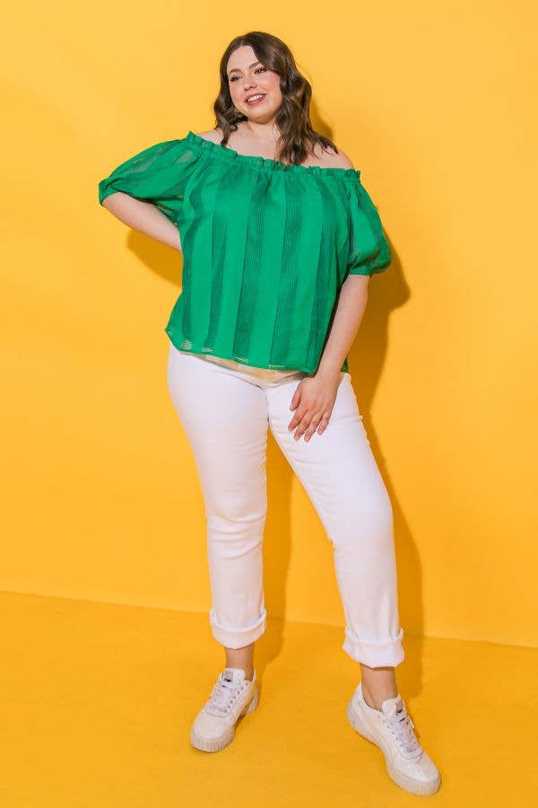 Vibrant Green Off-Shoulder Top