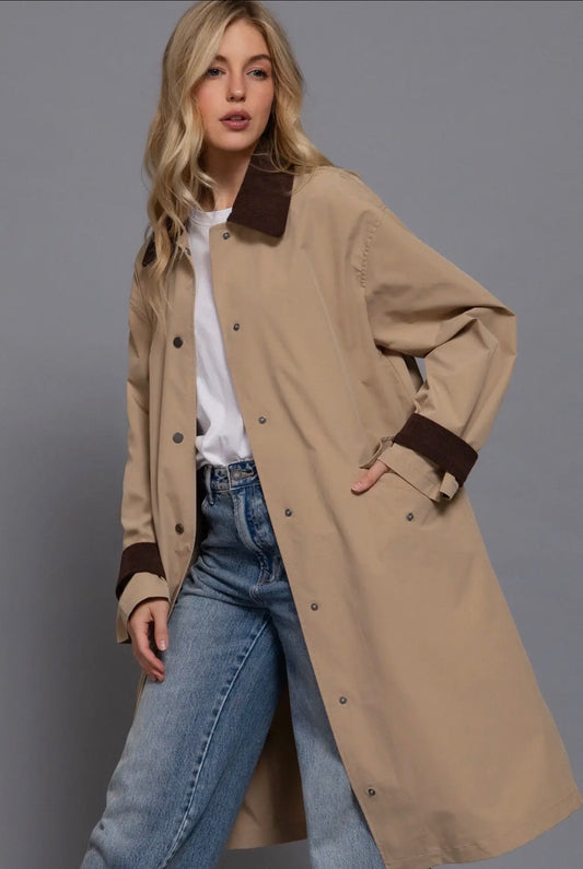 The London Contrast Collar Trench Coat