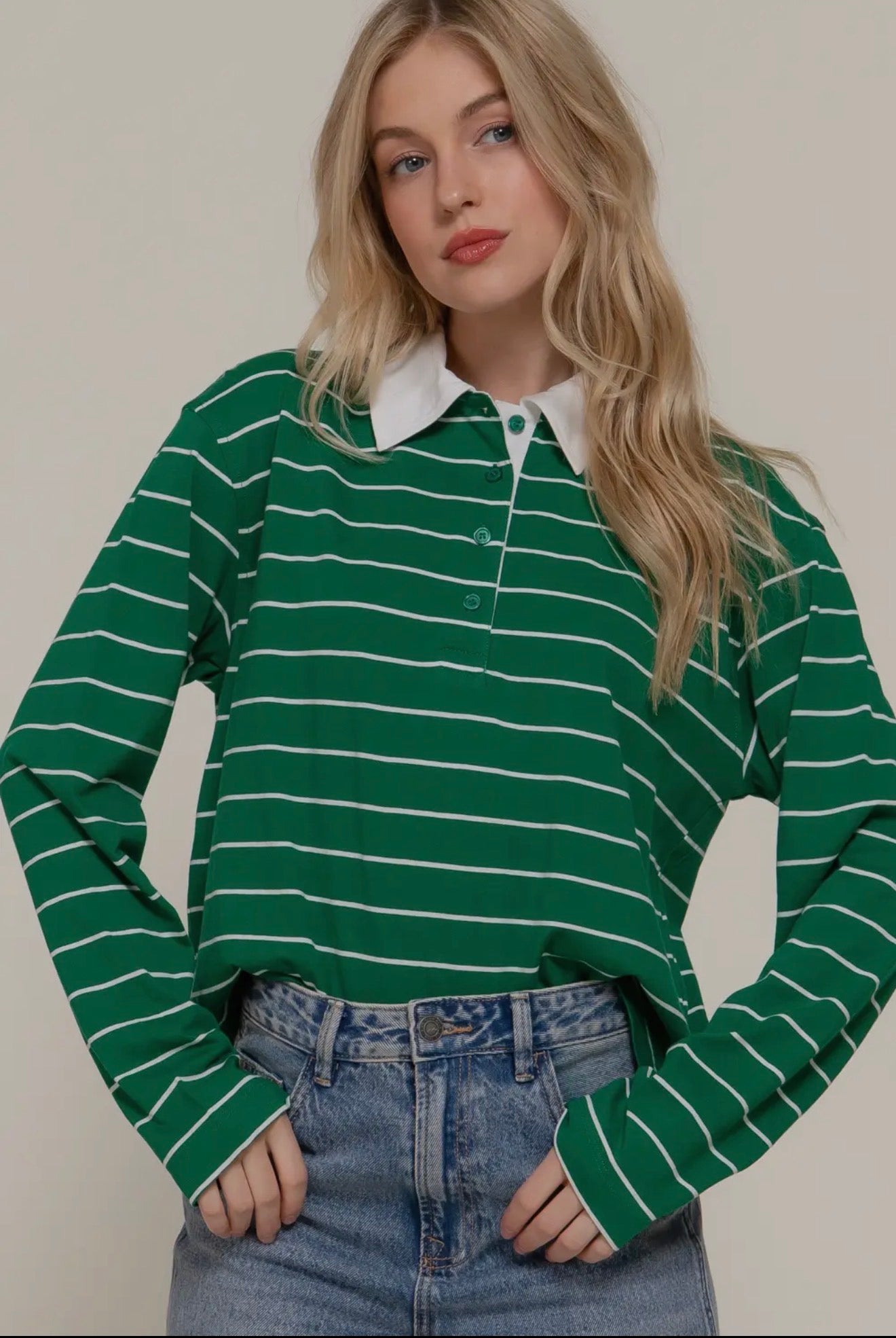 Classic Striped Cotton Polo Top