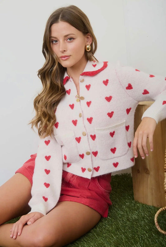 Sweetheart Scalloped Knit Cardigan