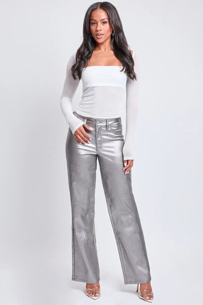 Lunar Luxe Metallic Straight-Leg Jeans