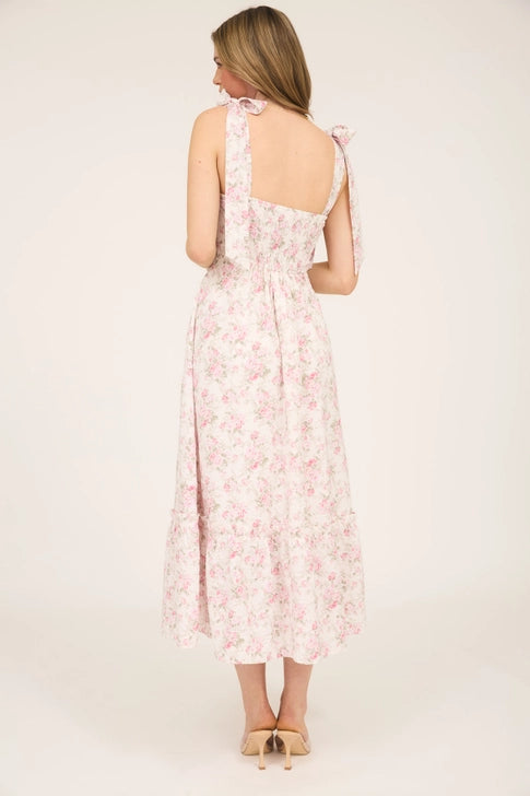 The Rosalie Tie-Shoulder Midi Dress