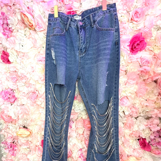 Embellished Distressed Jeans